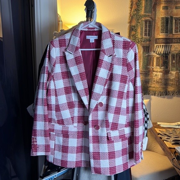 Liz Claiborne cranberry blazer - Picture 2 of 4